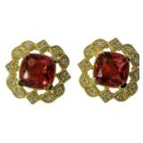 Cushion Cut 5.25 ct Ruby & Diamond Earrings