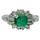 Platinum 1.11 ct Natural Emerald & VS Diamond Ring