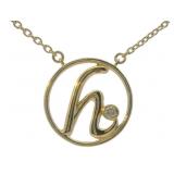 Elegant Diamond Accented 'H' Initial Necklace