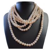 Genuine 96' Freshwater White Pearl Necklace