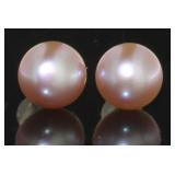 18kt Gold Genuine Cultured Rose Pearl Earrings