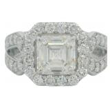 14kt Gold 3.32 ct Asscher Cut Lab Diamond Ring