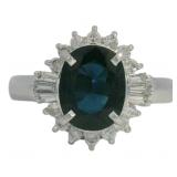 Platinum 2.31 ct Natural Sapphire & Diamond Ring