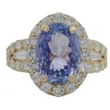 14kt Gold 5.76 ct Tanzanite & Lab Diamond Ring