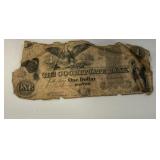 One Dollar Cochituate Boston Bank Note