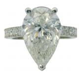 10kt Gold 5.34 ct Pear Cut VS Lab Diamond Ring