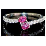 24Elegant Natural Ruby Bypass Designer Ring