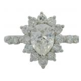 Platinum 1.64 ct Natural Pear VS Diamond Ring