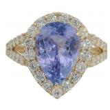 14kt Gold 5.46 ct Tanzanite & Diamond Ring