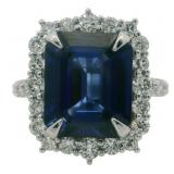 14kt Gold 7.98 ct Lab Sapphire & Diamond Ring