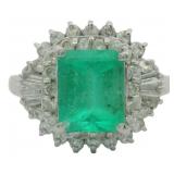 Platinum 1.66 ct Natural Emerald & VS Diamond Ring
