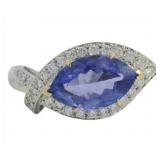 18kt Gold 2.38 ct Natural Tanzanite & Diamond Ring
