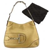 GUCCI Gold Horsebit Shoulder Bag