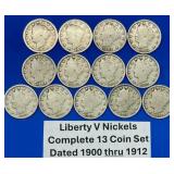 1900-1912 Complete Liberty Nickel Dated Coins