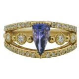 18kt Gold 1.02 ct Natural Tanzanite & Diamond Ring