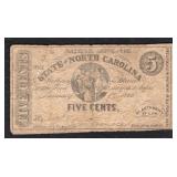1863 5 Cent Raleigh NC Note