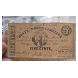 1863 North Carolina 5 Cent Note