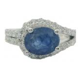 Oval 4.25 ct Natural Sapphire & Diamond Ring