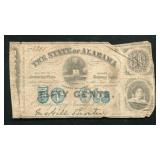 1863 50 Cent State of Alabama Note