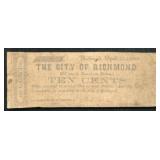1862 10 Cent Richmond Bank Note