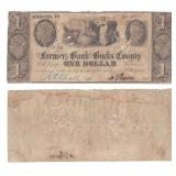 1841 $1 Farmers Bank of Bucks Brisol Note