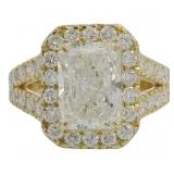 14kt Gold 4.21 ct Radiant Cut Lab Diamond Ring