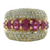 18kt Gold 3.59 Natural Ruby & Diamond Ring