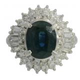 Platinum 3.71 ct Natural Sapphire & Diamond Ring