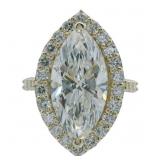 10kt Gold 5.86 ct Marquise Lab Diamond Halo Ring