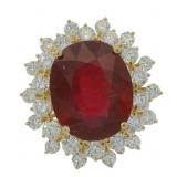 14kt Gold 11.62 ct Oval Ruby & Diamond Ring