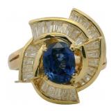 18k Gold 2.74 ct Natural Sapphire & Diamond Ring