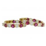Inside/Out 1.95 ct Lab Ruby & VS Diamond Hoops