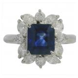 Platinum 3.05 ct Natural Sapphire & Diamond Ring