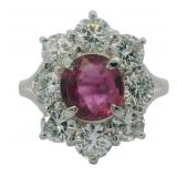 Platinum 3.58 ct Natural Ruby & VS Diamond Ring