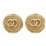 Chanel Round Coco Mark Rope Clip-on Earrings