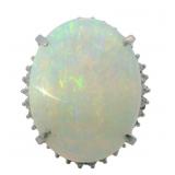 Platinum 10.30 ct Natural Opal & VS Diamond Ring