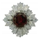 Platinum 3.79 ct Natural Ruby & Diamond Ring
