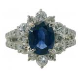 Platinum 2.97 ct Natural Sapphire & Diamond Ring