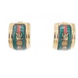 Hermes Enamel Clip On Earrings