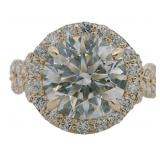 10kt Gold 5.03 ct Round Lab Diamond Halo Ring