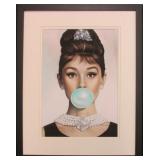 Audrey Hepburn Bubblegum Framed Giclee