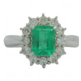 Platinum 1.78 ct Natural Emerald & Diamond Ring