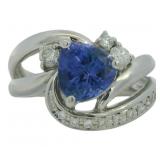 Platinum 2.31 ct Natural Tanzanite & Diamond Ring