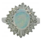 Platinum 1.07 ct Natural Opal & VS Diamond Ring