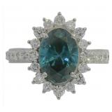10kt Gold 3.32 ct Oval Blue Lab VS Diamond Ring
