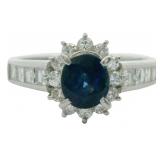 Platinum 1.48 ct Natural Sapphire & Diamond Ring