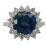 10kt Gold 5.24 ct Sapphire & Diamond Ring