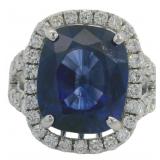 14kt Gold 10.93 ct Sapphire & VS Diamond Ring