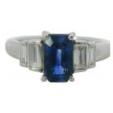 Platinum 2.22 ct Natural Sapphire & Diamond Ring