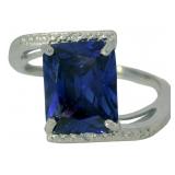 Radiant Cut 4.75 ct Tanzanite & Diamond Ring